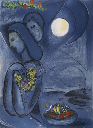 Saint-Jean-Cap-Ferrat - Lovers in the moonlight, 1952  di Marc Chagall